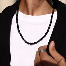 Men's Fashion Jewelry 6mm Smooth Black Oxny Bead Necklace 1-319