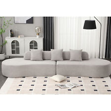 Modern minimalist curved combination sofa with 3 pillows in living room - Mumbai - India