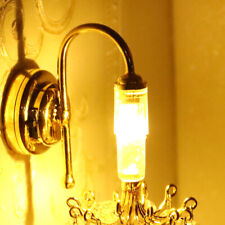 1:12 Dollhouse Miniature LED Light Gold Beaded Wall Lamp Home Furniture Decor