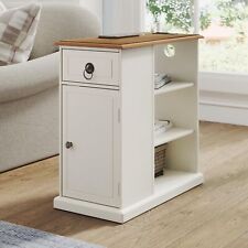 ChooChoo Farmhouse XXL End Table with Charging Station，Narrow Sofa Side Table...