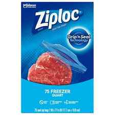 Ziploc Quart Food Storage Freezer Bags, Grip 'n Seal Technology, 75/100 Counts