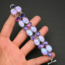 Purple Fire Opal Gemstone 925 Sterling Silver Gift Jewelry Bracelet 7-8 z557"