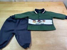 New Baby Boy’s 2 Piece Fleece Outfit Vintage/Retro Baseball Theme Sz 6-9 Months*