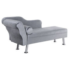 HOMCOM Vintage Chaise Longue with Arm Rest Sofa Seat Cushion Sponge, Grey