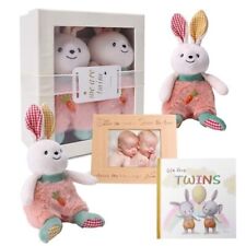 Tkusteigs twins baby items set for girl and boy twin baby gifts set，Plush Rab...