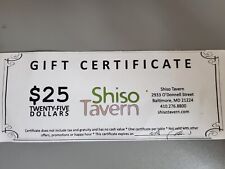 Shiso Tavern Baltimore $25 gift card
