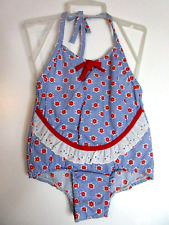 VTG GIRLS ROMPER 3T RED WHITE BLUE LACY BRAND NEW OLD STOCK ITEM TOO CUTE