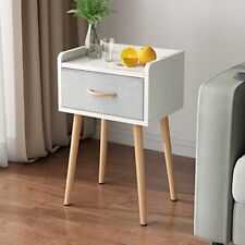 NightStand with Fabric Drawer Bedside Table with Solid Wood Legs Minimalist a... - Lexington - US