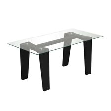 39.5 Glass Coffee Table Modern Rectangular Center Table W/Solid Rubberwood Legs - Fontana - US"