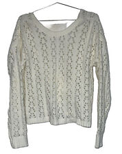 Poof Apparel Open Knotted Back White/Ivory Soft Sweater Size Large W/ Brand Tag