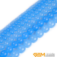 Light Blue Jade Gemstone Round Beads For Jewelry Making 15 6mm 8mm 10mm 12mm"