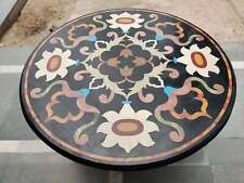 18'' antique black Marble coffee Center Table Top Stone round Inlay Home w6