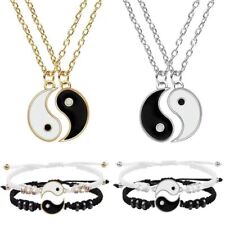 2 Pcs Cat Tai Chi Yin Yang Pendant Necklace Couple Best Friends Jewelry Gifts