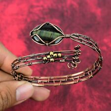 Pietersite Cuff Bracelet Copper Wire Wrapped Adjustable Bangle Gemstone Jewelry