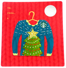 2016 STARBUCKS Gift Card Christmas - Die Cut Ugly Sweater - Tree, Star -No Value