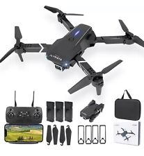 Mini Drone with Camera HD 1080P Foldable Quadcopter with 3 Batteries - black