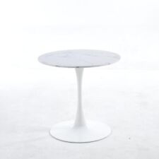 31.5 Round Tulip Elegant White Marble Finish Top, Modern - Monroe - US"