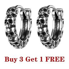 1 Pair Gothic Skull Hoop Earrings Stainless Steel Punk Huggie Earrings Jewelry