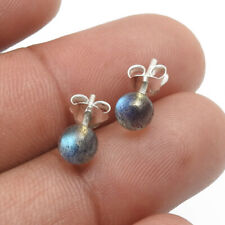 Natural Labradorite Gemstone Stud Earrings 925 Sterling Silver Jewelry Gift