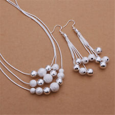 925 Silver Earring Necklace Jewelry set Fashion nice cute wedding Pretty women