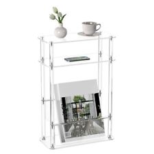 Acrylic Narrow End Table for Small Spaces with Magazine Holder, Slim Side Sma... - Eugene - US