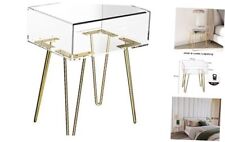 Small Acrylic Nightstand with Metal Legs, 15.6'' L x 11.6'' W x Gold Legs - Toronto - Canada