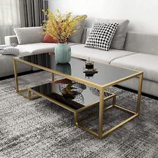 Glass Coffee Table, Brass Accent Modern Tempered Glass Side Table, Additional St - Mumbai - India