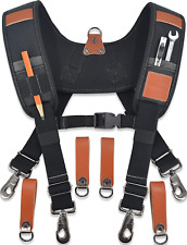 WELKINLAND Heavy-Duty Leather Tool Belt Suspenders, Leather Tool Bag Suspenders,