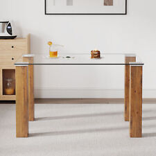 Modern minimalist dining table wooden MDF legs living rooms Glass desktop - Fontana - US