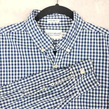 Lucky Brand Button Up Shirt Men Sz Large Blue Check Long Sleeve Cotton Office