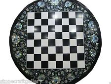 18 Round Marble Chess Table Top Inlay Handmade Work Home Decor & Gift"