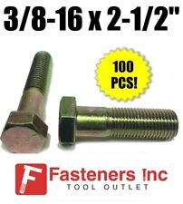 (Qty 100) 3/8-16 x 2 1/2 Hex Bolt Zinc Plated Grade 8 Cap Screw Partial Thread - Redding - US"