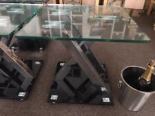 New Ex-Display Julian Bowen Biarritz X-Frame Glass Top Chrome Lamp Table, Sale !