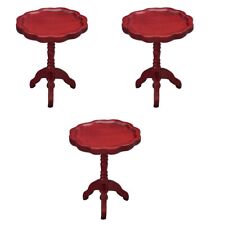 3 PCS Lace Small Round Table Wooden Child Fairy Garden Furniture Coffee Table