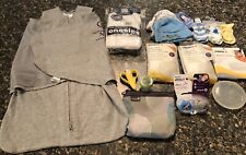 •Newborn•Infant~Baby-Momma•LOT OF 11 Items•Caps-Swaddler•Onesies•Breast Pads•