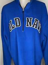 Old Navy Quality Clothing Mens XL Fleece Pullover Blue 1/4 Zip Lettered Warmth