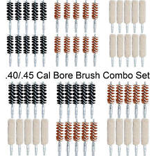 .40/.45 Cal Cleaning Bore Brush Combo Set, Nylon Brass Cotton Mop 8-32 TPI