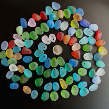 2 mm big hole top drilled sea beach glass 10 pcs lot pendant jewelry use