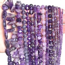 Natural Amethysts Purple Crystal Round Matte Irregular Gemstone Loose Beads