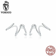 Voroco New European .925 Sterling Silver Simple Line Earrings to Women Jewelry