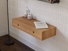 Minimalist white floating dressing table vanity shelf with walnut drawers - Toronto - Canada