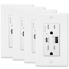 USB C Wall Outlet Smart 4.8A Fast Charging Tamper Resistant with Plate UL 4Packs - South El Monte - US