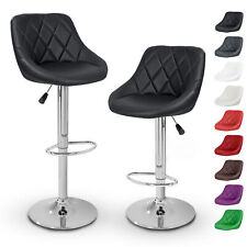 TRESKO 2 x Bar Stools Faux Leather Swivel Kitchen Lounge Breakfast Stool Chair