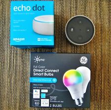 Smart Devices Bundle: 2 Amazon Echo Dots & 2 New GE Cync Full Color Smart bulbs - Katy - US