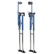 48-64" Adjustable Drywall Stilts Aluminum Tool For Painting Painter Taping Blue"