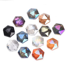 10pcs Hexagon 12/16/20/22mm Faceted Crystal Glass Loose Beads For Jewelry Making