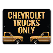 Chevy Trucks Only Metal Sign Chevrolet Automotive Car Man Cave Sports Automobile