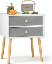 Nightstand with 2 Fabric Drawers,Modern Bedside Table with Solid Wood Legs,Minim - Toronto - Canada