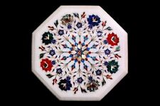 12 Marble Corner Table Top semi precious stones floral Handmade inlay decor"