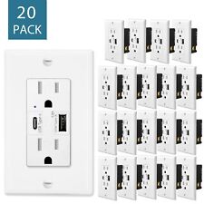 5.8Amp USB Type C Wall Outlet Dual High Speed Receptacle Smart Chip TR UL 20Pack - South El Monte - US